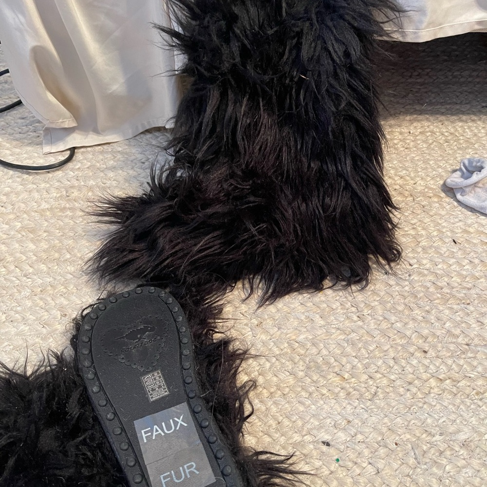 Black Faux Fur Boots